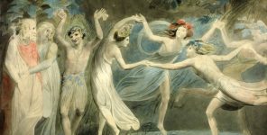 Oberon, Titania and Puck with Fairies Dancing circa 1786 William Blake 1757-1827 Presented by Alfred A. de Pass in memory of his wife Ethel 1910 http://www.tate.org.uk/art/work/N02686